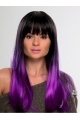 22 Inches Discount New Long Straight Lace Front Purple 100% Indian Remy Hair Women Ombre Wigs 