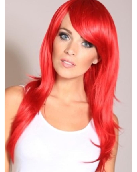 20'' Red Long Straight Lace Front Synthetic Women Wigs