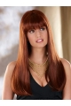 22'' Perfect Auburn Straight With Bangs Monofilament Lace Front Synthetic Long Women Wigs