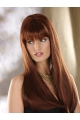 22'' Perfect Auburn Straight With Bangs Monofilament Lace Front Synthetic Long Women Wigs