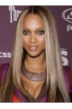 22''  Long Straight Lace Front Human Hair Women Tyra Banks Chic and Stylish Wig 