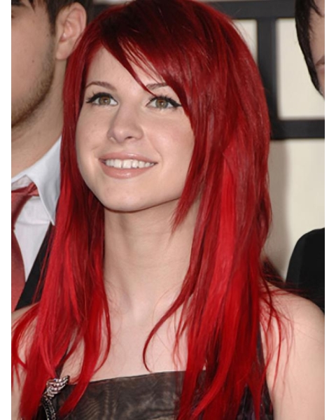 18'' Long Straight   Lace Front Synthetic Red Wigs For Women