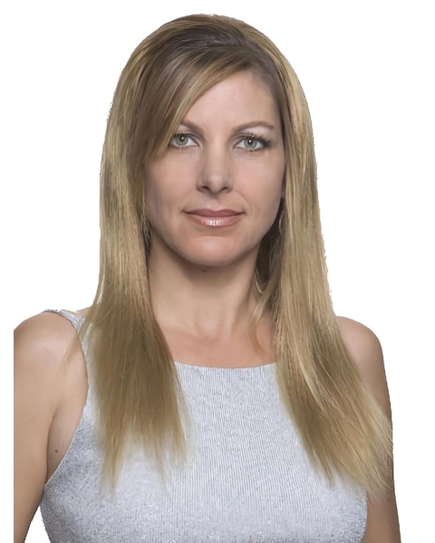  Straight Blonde 100% Hand-Tied Mono Top Natural Long Remy Human Hair Women Wigs