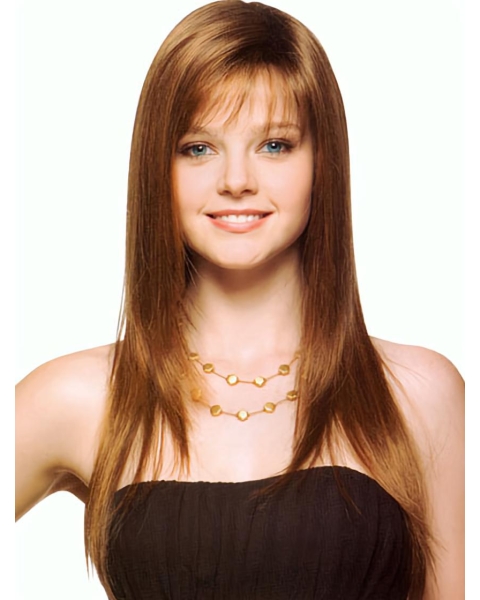 18'' Elegant Brown Capless Straight Long Synthetic Women Wigs