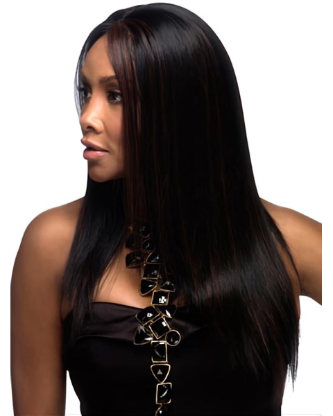 Incredible Black Straight Long Capless Heat Friendly Synthetic Women African American Wigs