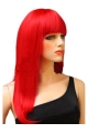 20'' Smooth Long Straight With Bangs Red Lace Front Synthetic Women Wigs