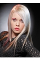 16'' Young Fashion Platinum Blonde Long Straight Lace Front Remy Human Hair Shoulder Length Women Wigs