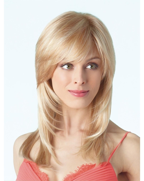 22'' New Design Long Straight Monofilament Blonde With Bangs Fabulous Synthetic Women Wigs