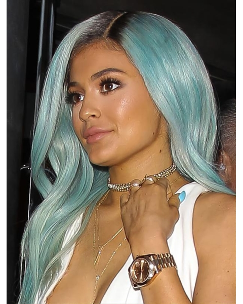 18'' Long Straight Lace Front Without Bangs 2 tone Synthetic Women  Kylie Jenner wigs