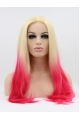 23''Long Straight Ombre/2 Tone Without Bangs Lace Front Synthetic  Women Wigs