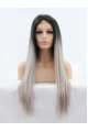 L28'' Long Straight Ombre/2 Tone Without Bangs Lace Front Synthetic Women Wigs