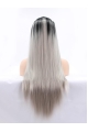 L28'' Long Straight Ombre/2 Tone Without Bangs Lace Front Synthetic Women Wigs