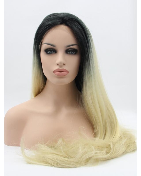 32'' Long Straight Ombre/2 Tone Without Bangs Lace Front  Synthetic Women Wigs