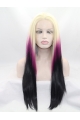 26" Straight Ombre/2 Tone Without Bangs Synthetic Lace Front Long Wigs