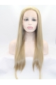 24" Long Straight Lace Front Blonde Without Bangs Synthetic Women Wigs