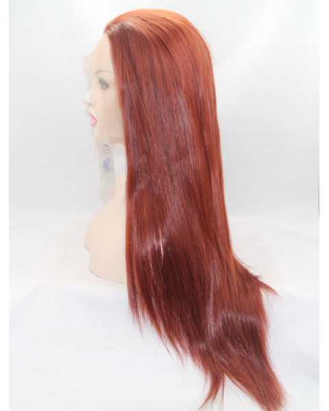 26" Long Straight Lace Front Red Without Bangs Synthetic  Women Wigs