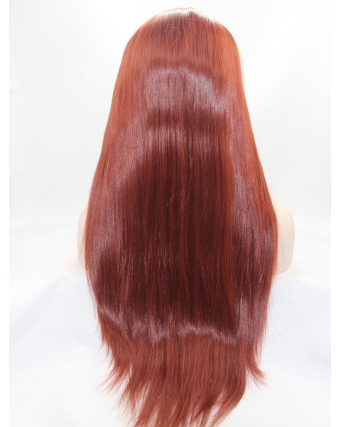 26" Long Straight Lace Front Red Without Bangs Synthetic  Women Wigs