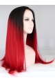 18" Straight Without Bangs Lace Front Ombre/2 Tone  Synthetic  Long Women Wigs