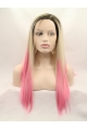 22'' Long Straight Without Bangs Ombre/2 Tone Lace Front Synthetic Women Wigs