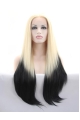 30'' Long Straight Without Bangs Ombre/2 Tone  Long Lace Front Synthetic Women Wigs