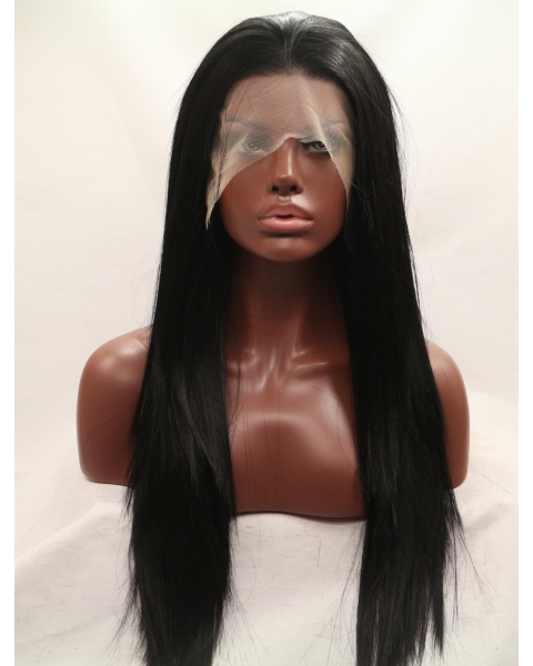 27'' Long Straight  Black  Lace Front Without Bangs Long Synthetic Women Wigs