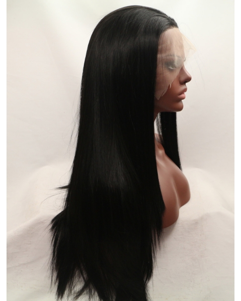 27'' Long Straight  Black  Lace Front Without Bangs Long Synthetic Women Wigs