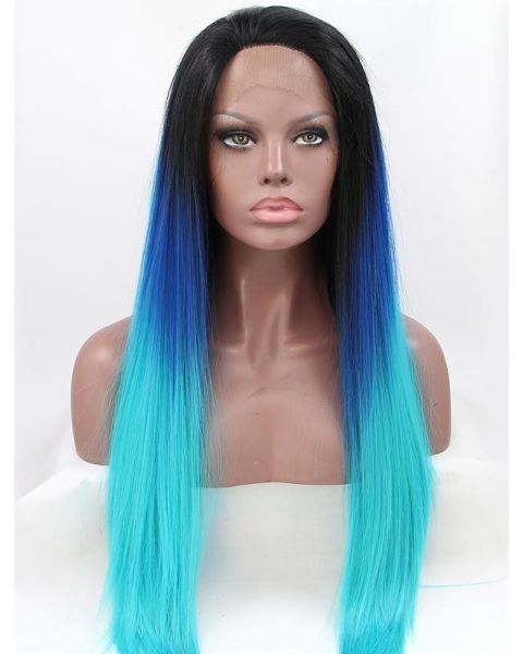 30'' Long Straight Lace Front Without Bangs  Ombre/2 Tone Synthetic Long Women Wigs