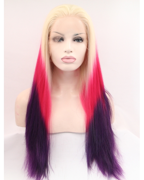 27" Long Straight Ombre/2 Tone Without Bangs Synthetic Women Wigs