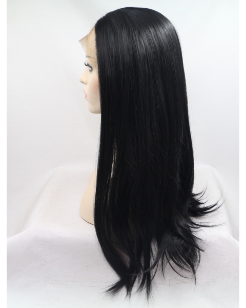 21" Long Straight Lace Front  Black Without Bangs  Synthetic Women Wigs