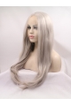 21'' Long Straight  Without Bangs Lace Front  Synthetic  Grey Women Wigs