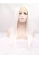 22'' Long Straight Without Bangs Lace Front  White  Women Wigs