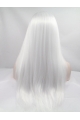 22'' Long Straight Without Bangs Lace Front  White  Women Wigs