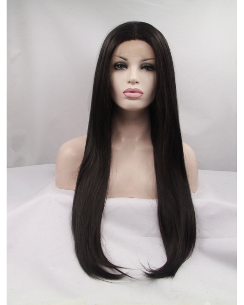 30'' Long Straight Without Bangs  Black Synthetic Women Wigs