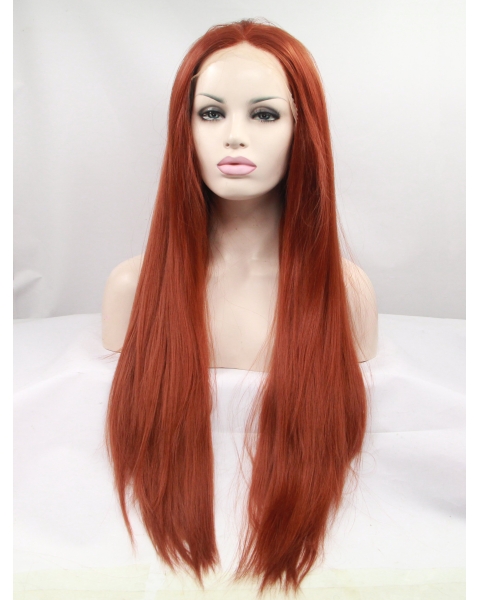 32'' Long Straight Lace Front  Auburn  Layered Synthetic Women Wigs