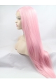 30'' Long Straight Without Bangs  Lace Front  Pink  Synthetic Women Wigs