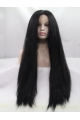 30'' Long Straight Without Bangs Lace Front  Black  Synthetic Women Wigs