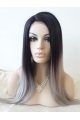 22'' Long Staight Without Bangs Lace Front Ombre/2 Tone  Synthetic Women Wigs