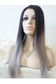 22'' Long Staight Without Bangs Lace Front Ombre/2 Tone  Synthetic Women Wigs