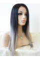 22'' Long Staight Without Bangs Lace Front Ombre/2 Tone  Synthetic Women Wigs