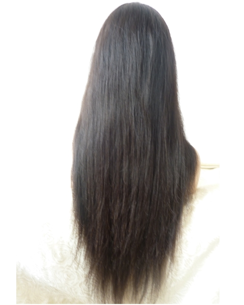 27'' Long Straight Without Bangs Black Lace Front Synthetic Women Wigs