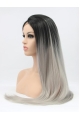 26" Straight Without Bangs  Lace Front  Synthetic Ombre/2 Tone Women Wigs