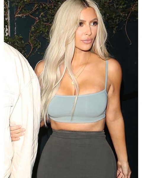 25'' Long Straight Lace Front Blonde  Remy Human Hair Women Kim Kardashian Wigs