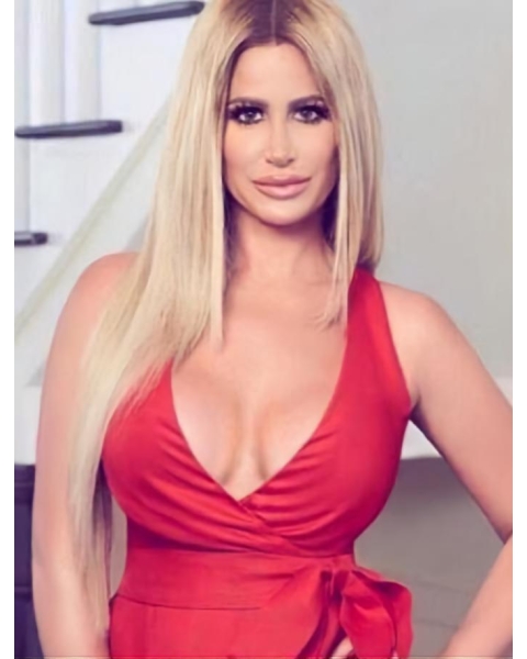 27'' Long Straight Lace Front Layered Synthetic Blonde Women Kim Zolciak Wigs