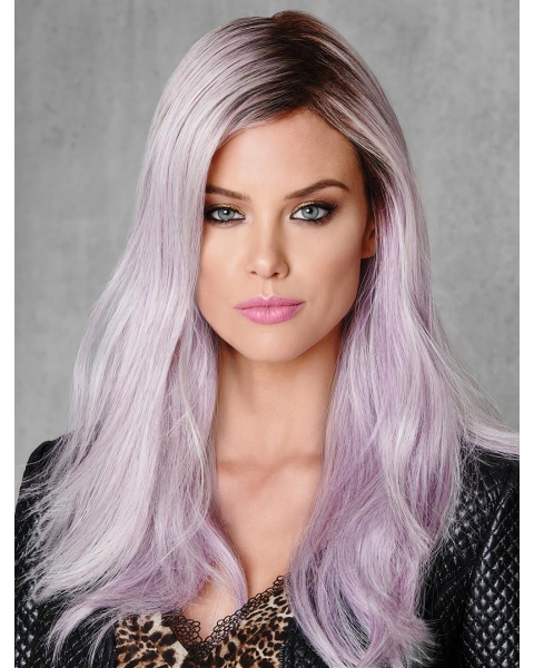 18" Straight Long Lilac Layered Capless Synthetic Women Wigs