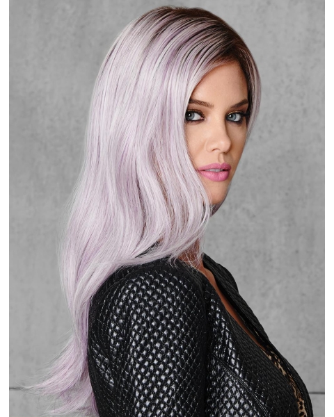 18" Straight Long Lilac Layered Capless Synthetic Women Wigs