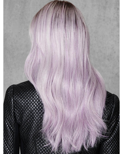 18" Straight Long Lilac Layered Capless Synthetic Women Wigs