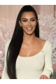 22" Long Straight Black Full Lace Synthetic Women  Kim Kardashian Wigs