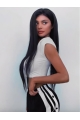 Modern 20"Long Straight  Black Synthetic Lace Front Women Kylie Jenner Wigs