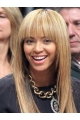 18" Straight Long With Bangs Capless  Blonde Synthetic Women Beyonce Wigs