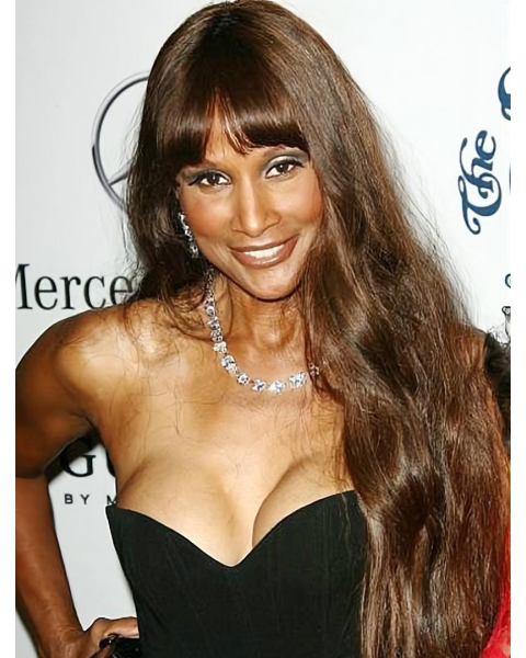 26" Long  Straight With Bangs Lace Front Synthetic Women Beverly Johnson Wigs